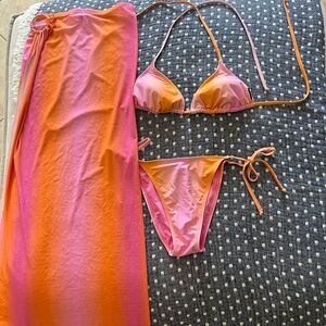 KENDALL & KYLE Womens 2 pc Bikini with coverup Size Large